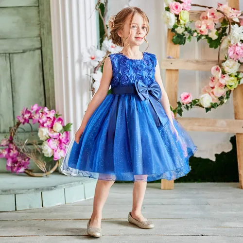 Miniatura 3 de NNJXD Vestido de princesa de tutú con flores 3D sin mangas para niña para las fiestas