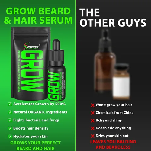 Miniatura 7 de Suero para el Crecimiento de la Barba - GROW Maximum XXL Aceite para el Crecimiento de la Barba para Hombres - Engrosa y Rellena Espacios Vacíos