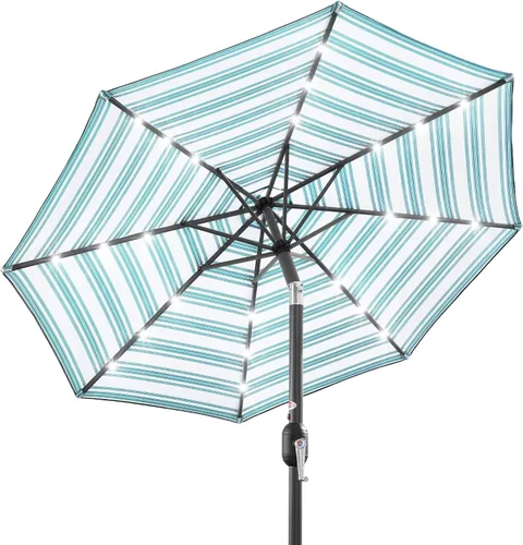 Miniatura 36 de Best Choice Products Solar Polyester LED Lighted Patio Umbrella w/Tilt Adjustment and UV-Resistant Fabric Gris niebla