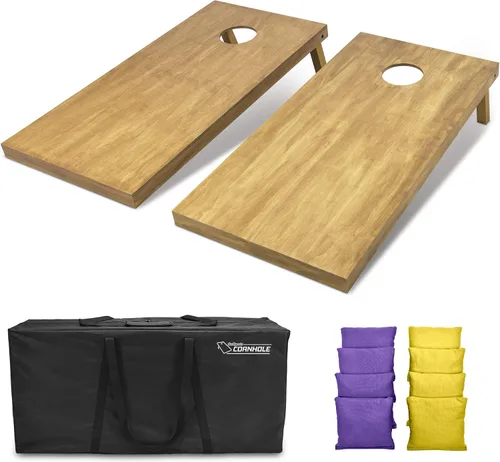 Miniatura 71 de GoSports 4 ft x 2 ft Regulation Size Wooden Cornhole Boards Set with Light Brown Finish - Includes Carrying Case and Bean Bags Negro- gris