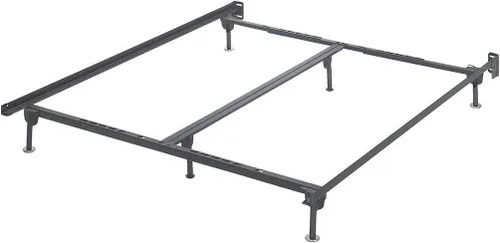 Miniatura 5 de Signature Design by Ashley Perno de metal ajustable en base de cama con deslizadores protectores de suelo, Queen, color negro