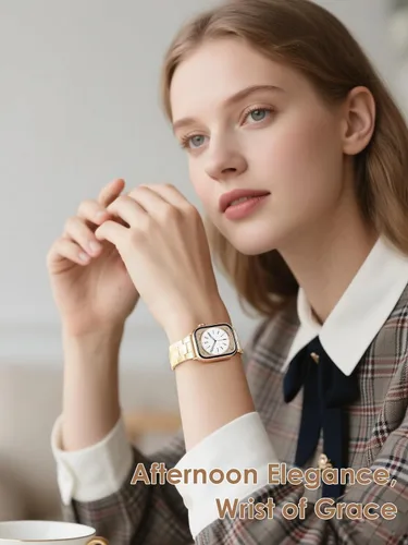 Miniatura 4 de V.R.HOPE Correa de Resina para Reloj Compatible con Apple Watch para Mujeres 38mm 40mm 41mm 42mm Oro Rosa Ligero Pulsera de Pulsera para iWatch Beige