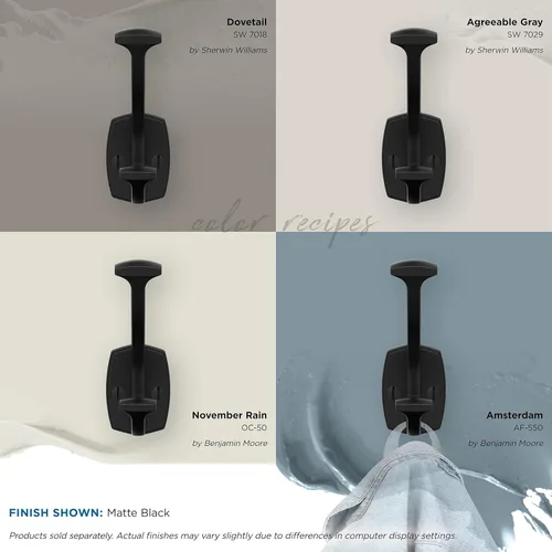 Miniatura 7 de Amerock H37001MB Gancho decorativo de pared de doble punta Vicinity 4-9/16 pulgadas (4.567 in) de longitud Gancho negro mate para abrigos
