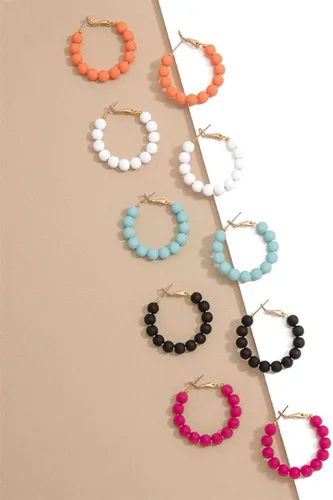 Miniatura 2 de ZENZII Aretes de aro de cuentas de moda bohemios circulares redondos aretes elegantes colgantes para mujeres y niñas