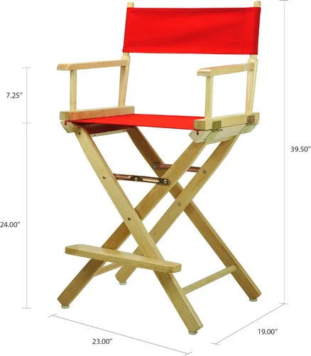 Miniatura 2 de Casual Home - Silla de director de 24 pulgadas, marco natural con lienzo rojo, altura de mostrador