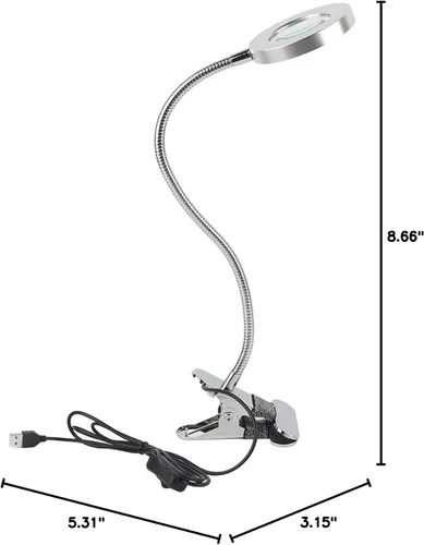 Miniatura 10 de Lámpara de escritorio con abrazadera, lupa de 2.5X con luz y abrazadera, lámpara de escritorio LED de cuello de cisne flexible de 360°, lámpara