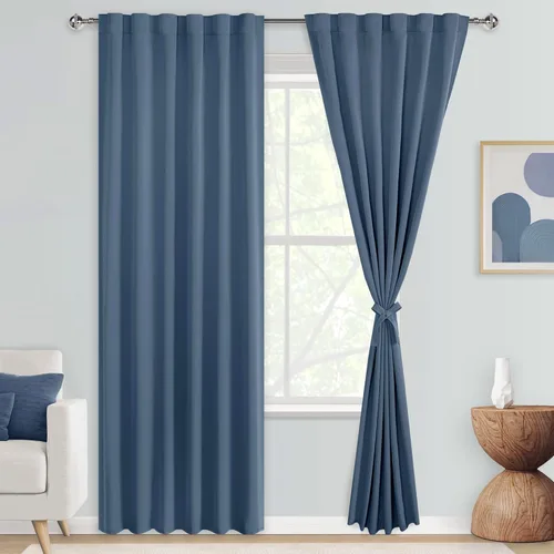 Miniatura 27 de DWCN Cortinas opacas con pestaña trasera para ventana - Cortinas opacas con bolsillo para barra para oscurecer la habitación para dormitorio/sala