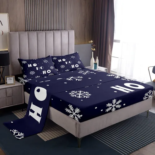 Miniatura 21 de Erosebridal Juego de sábanas de árbol de Navidad, tamaño individual, juego de sábanas de copos de nieve de Navidad para niños y niñas, sábanas