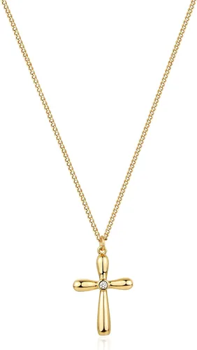 Miniatura 167 de Fettero - Collar con dije de cruz de fe, chapado en oro de 14 K, cadena fina, minimalista, simple, pequeña, para oración, regalo de joyería religiosa