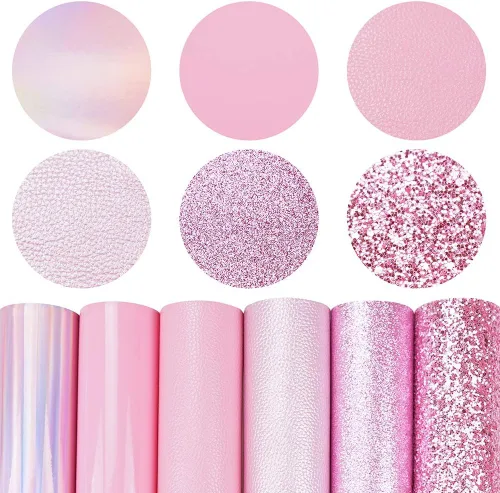 Miniatura 17 de Litchi Paquete de 6 hojas de cuero sintético de 8 x 12 pulgadas para aretes de lazo, tela de vinilo fácil de cortar para Cricut, cuero sintético