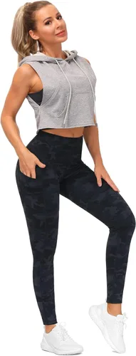 Miniatura 6 de The GYM People - Pantalones de yoga de cintura alta gruesos con bolsillos, control de abdomen, leggings de yoga para entrenamiento y correr