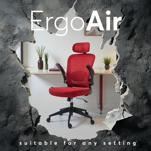 Miniatura 9 de Silla ErgoAir Oline ergonómica de oficina – Soporte lumbar ajustable, reposabrazos abatibles, silla de escritorio de malla para computadora, silla