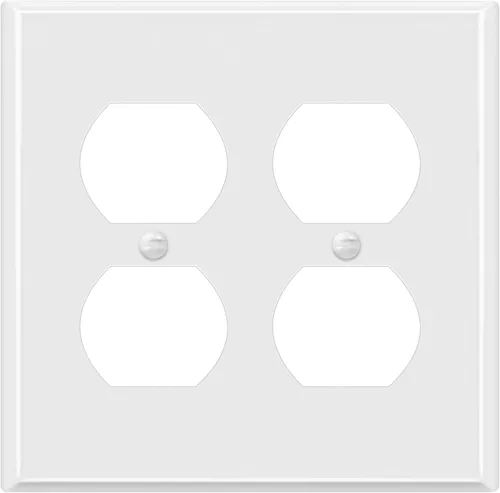 Miniatura 39 de ENERLITES Placa de pared de metal dúplex para receptáculos, cubierta de salida de acero inoxidable, resistente a la corrosión, tamaño de 1 banda