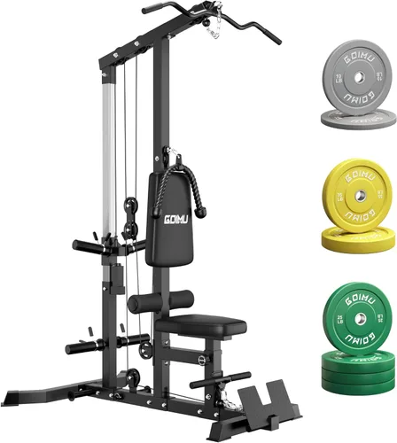 Miniatura 18 de LS01 Máquina de tracción LAT, máquina de cable para remo LAT con abdominales, torre LAT con accesorios de remo con cable, estaciones de polea 3 en 1