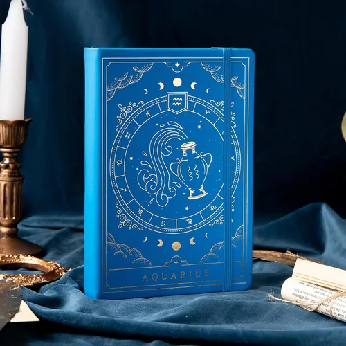 Miniatura 7 de TIEFOSSI - Cuaderno de bolsillo con tapa dura punteado A5, papel de escritura de 100 g/m² de 400 páginas, cuaderno organizador para mujeres, Acuario