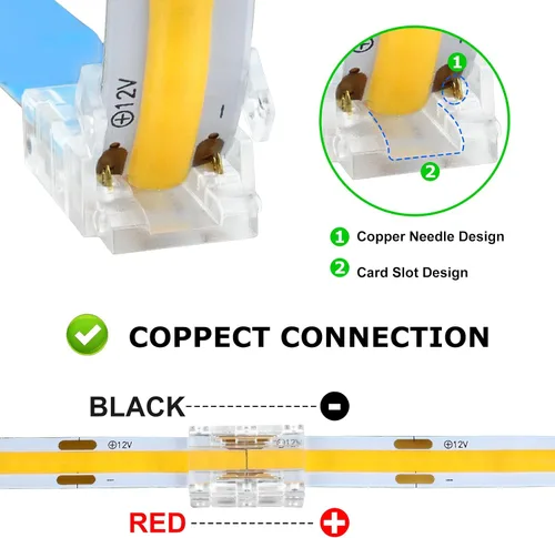 Miniatura 3 de LightingWill Conectores LED de 2 pines de 0.315 in, 10 unidades, conector de tira a cable, transparente, sin soldadura, conector de luz de cinta
