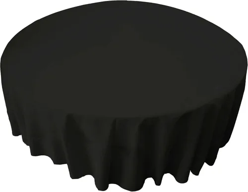 Miniatura 40 de LA Linen - Mantel redondo lavable de popelina de poliéster, resistente a manchas y arrugas, 51", mantel de tela para comedor, cocina, fiesta, Negro