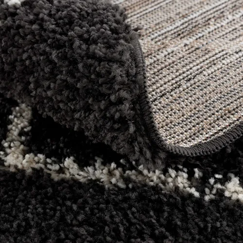 Miniatura 36 de Hauteloom, Duncans - Alfombra de estilo granja de pelo mullido para sala y dormitorio, con borlas - Beige, carbón, gris - 2 pies 7 pulgadas x 7 pies