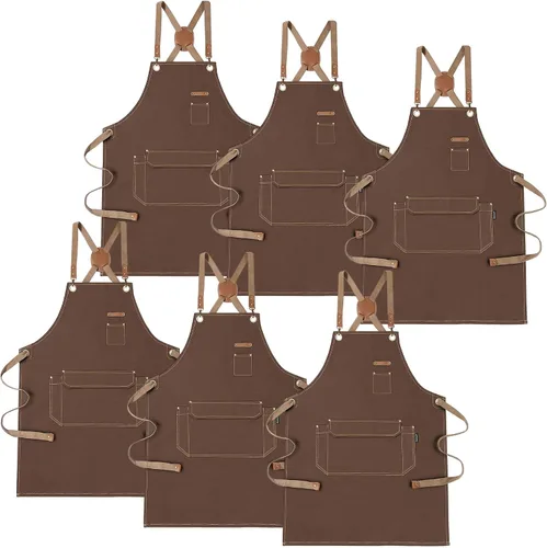 Miniatura 9 de Delantal de chef con correas cruzadas en la espalda para hombres y mujeres, delantal de lona de algodón para pintura de artistas, cocina
