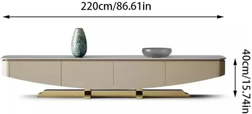 Miniatura 2 de TV Stand for Bedroom Marble Slate Countertop TV Cabinet Living Room Media Entertainment Center Home Audio-Visual Storage(220 * 40 * 40cm)