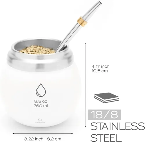 Miniatura 3 de BALIBETOV Kit de Yerba Mate - Incluye taza de yerba mate y juego de bombilla - Juego de calabaza térmica y bombilla de acero inoxidable de doble