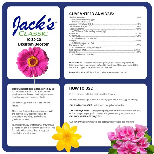 Miniatura 2 de Jack's Classic 10-30-20 Blossom Booster Fertilizante soluble en agua con micronutrientes para aumentar el color y la cantidad de flores en plantas