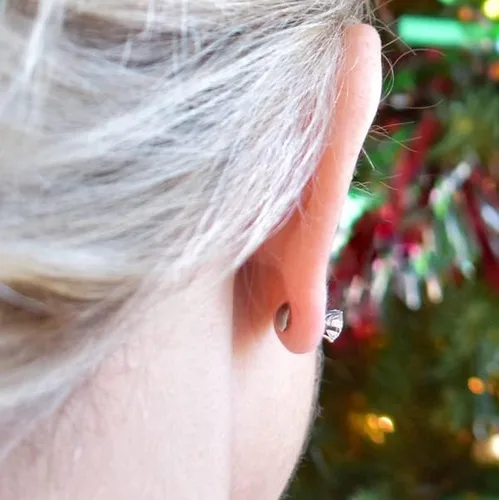 Miniatura 6 de Aretes colgantes de circonio cúbico ComfyEarrings de 14 pulgada con la respaldos planos de rosca muy cómodos