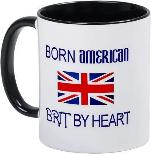 Miniatura 74 de CafePress Born American, British By Hea Taza de café de cerámica de 11 oz (11.0 fl oz)