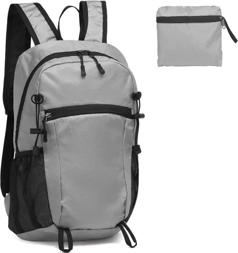 Miniatura 9 de Mochila de senderismo plegable, mochila de camping resistente al agua, ligera de poliéster para hombres, mujeres, viajes al aire libre Negro