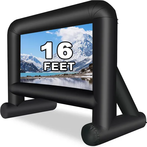 Miniatura 9 de GZKYYLEGS Pantalla de proyector inflable de 14 pies, pantalla de cine inflable para exteriores con soplador de aire y bolsa de almacenamiento, fácil