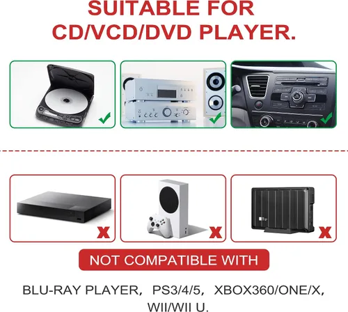 Miniatura 5 de Nicer Kit limpiador de reproductor de CD/VCD/DVD, disco de limpieza de lentes láser con sistema de limpieza de doble cepillo, NS-2