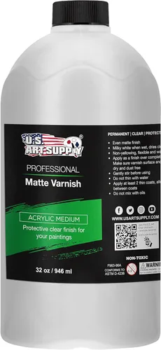 Miniatura 7 de U.S. Art Supply Barniz acrílico mate de 8 onzas para pintura acrílica, protección transparente permanente, reduce los rayos UV y el deslumbramiento
