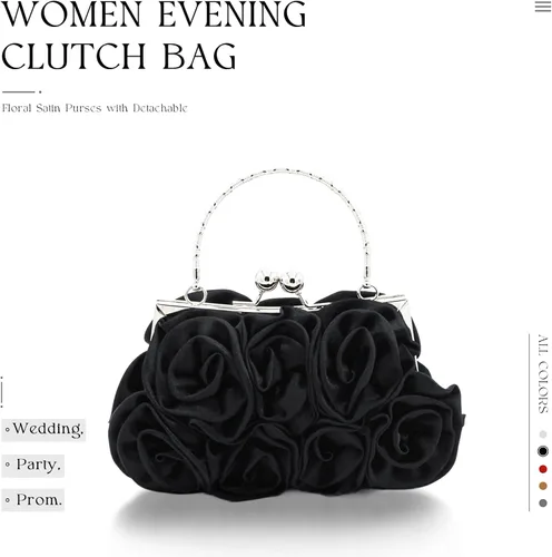 Miniatura 7 de Bolso de mano de noche para mujer, diseño floral, de satén, bolsos pequeños con correa desmontable, para bodas, fiestas, bailes de graduación
