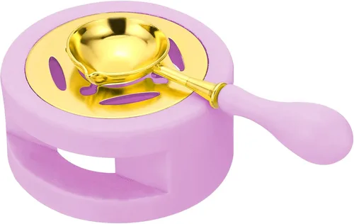 PATIKIL Kit de sellado de cera, calentador de sellos de cera con cuchara de fusión, estufa de fusión retro, herramienta de horno para sellar Morado