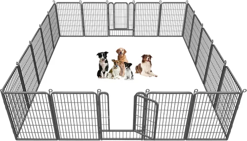 Miniatura 10 de Corralito para perros, 32 pulgadas, 10 paneles cerca para perros de exterior, corral para perros de interior antióxido, corral para mascotas