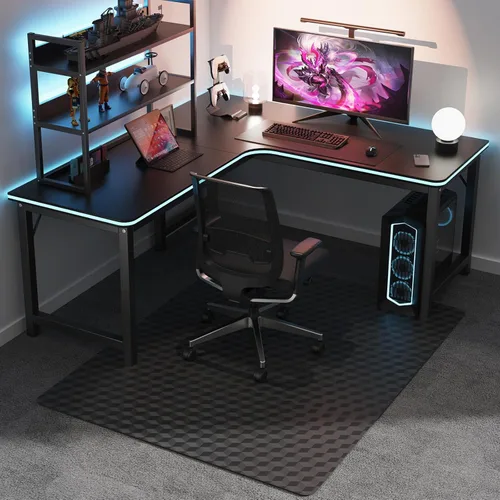 Miniatura 13 de SALLOUS Tapete para silla de oficina para alfombra, 45" x 53" tapete resistente para sillas para suelos alfombrados, tapete antideslizante con borde