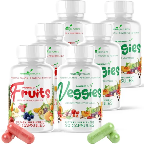 Cápsulas de frutas y verduras, superalimento natural lleno de vitaminas y minerales, suplementos de frutas y verduras para adultos, paquete de 6, 90