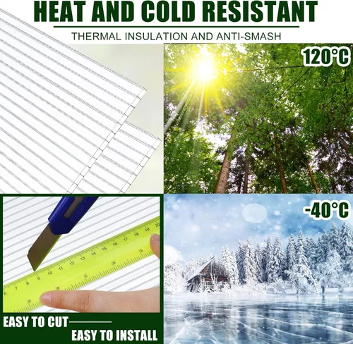 Miniatura 3 de Tatuo Paquete de 12 Paneles de Invernadero de Policarbonato de 4' X 2' X 0.32'' Láminas de Policarbonato Paneles de Techo de Doble Pared