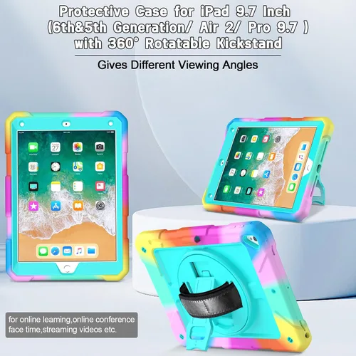 Miniatura 6 de LTROP Funda Protectora para iPad de 6ª/5ª Generación y iPad Air 2, Funda para iPad de 9.7 Pulgadas con Correa para el Hombro, Soporte