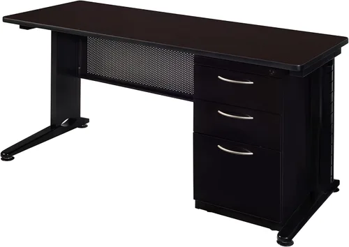 Miniatura 23 de Regency Fusion - Escritorio para profesores de 48 x 24 pulgadas con unidad de cajón de pedestal individual, color cereza