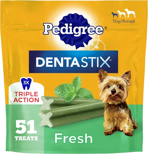 Miniatura 18 de Pedigree Dentastix - Golosinas para perros de raza pequeña y juguete, originales con pollo real, bolsa de 14 onzas (58 golosinas)