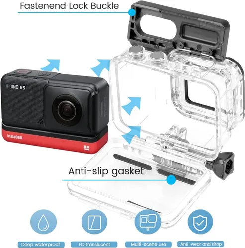 Miniatura 4 de Funda de buceo para cámara de acción Insta360 ONE RS 4K Edition, carcasa impermeable para buceo subacuático, 196.9 ft/196 pies con accesorio