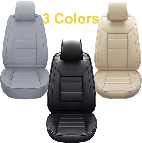 Miniatura 6 de 2 fundas para asiento delantero de automóvil, estilo simple, a prueba de agua, cojín de cuero sintético, ajuste universal para sedán, SUV, camión