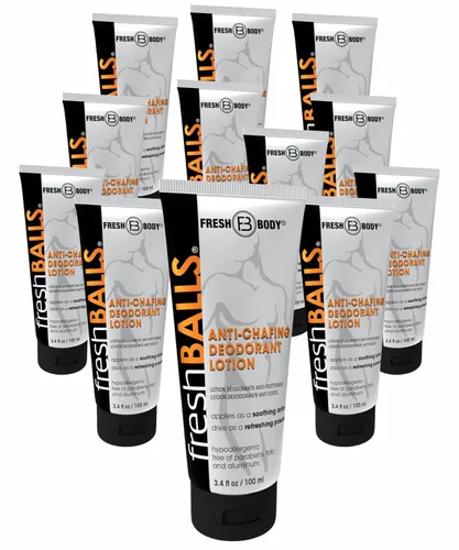 Fresh BALLS Loción – Crema calmante antirozaduras para hombre en polvo – Desodorante de bolas e higiene para el área de la ingle, 3.4 onzas líquidas