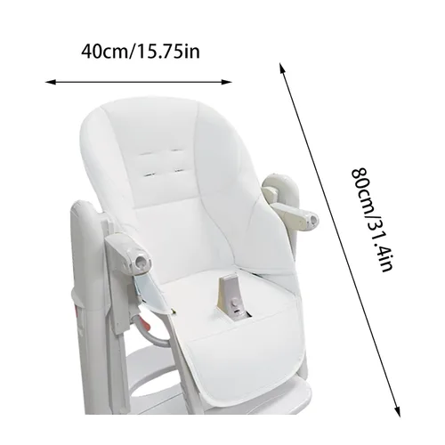 Miniatura 5 de LAFANDE Fundas para silla alta para bebé, cojín para silla de comedor de bebé, funda de piel sintética con acolchado para silla de comedor Peg Blanco