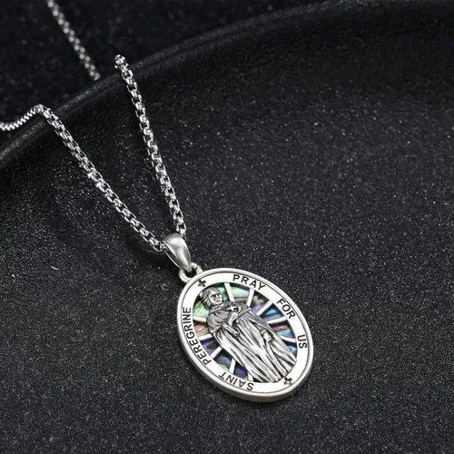 Miniatura 385 de Collar de plata de ley 925 con medalla de San Patrón, colgante de protección católica, amuleto, joyería religiosa para hombres y mujeres