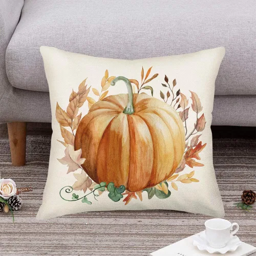 Miniatura 2 de Fukeen Fundas de almohada decorativas de otoño de 16 x 16 pulgadas, calabaza naranja y hojas de arce, fundas de almohada de cosecha de otoño, fundas