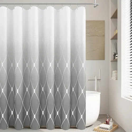 Miniatura 35 de Cortina de ducha para compartimento pequeño negra para hombres, 36 pulgadas de ancho, juego de cortinas de baño gris, cortinas geométricas estrechas