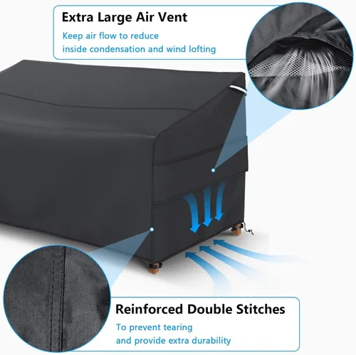 Miniatura 3 de Gasadar Funda impermeable para sofá para exteriores, funda de sofá de 3 plazas, 62 pulgadas de largo x 38 pulgadas de profundidad x 35 pulgadas