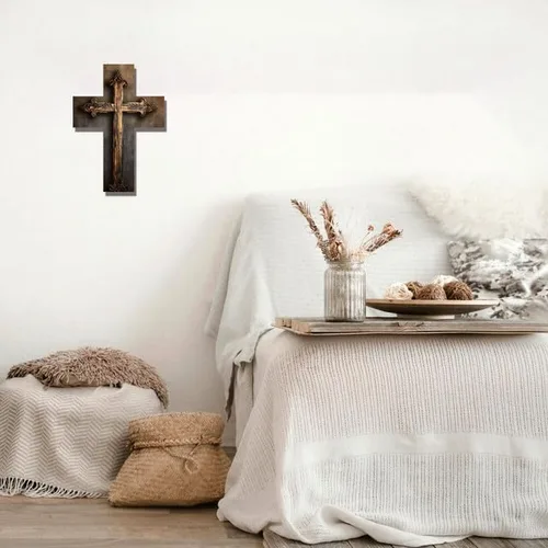 Miniatura 2 de JIBEVEYYI -Cruz de madera, decoración de pared cruzada, cruces decorativas para la pared, cruz religiosa decoración del hogar, cruz de pared